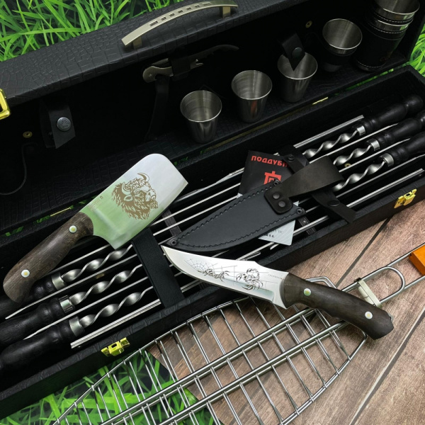 Набор для шашлыка и гриля в чемодане Царский №3 Кизляр России, 21 предмет с барбекю для рыбы